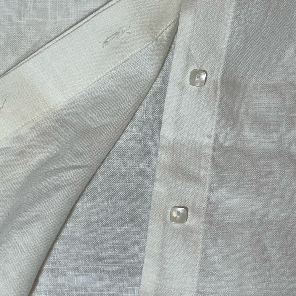 Talbots 100% Irish Linen Button Front Blouse White 3/4 Sleeves Size 6 - Picture 3 of 12